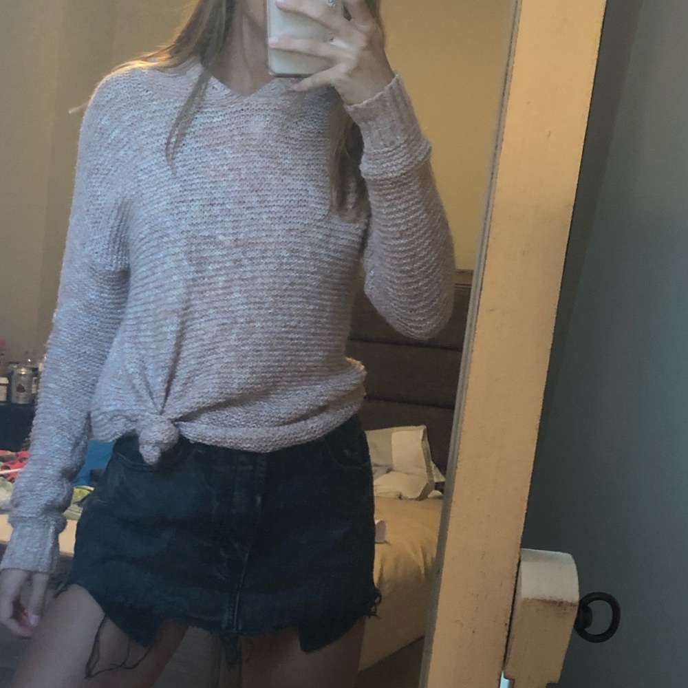 Knit sweater with hood